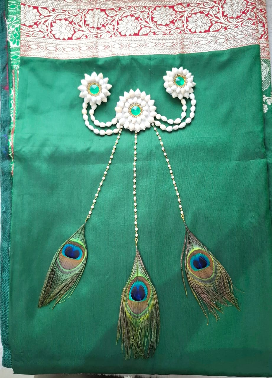 ๐ Peacock feather Hair broach For babyshower/ haldi / carnival function