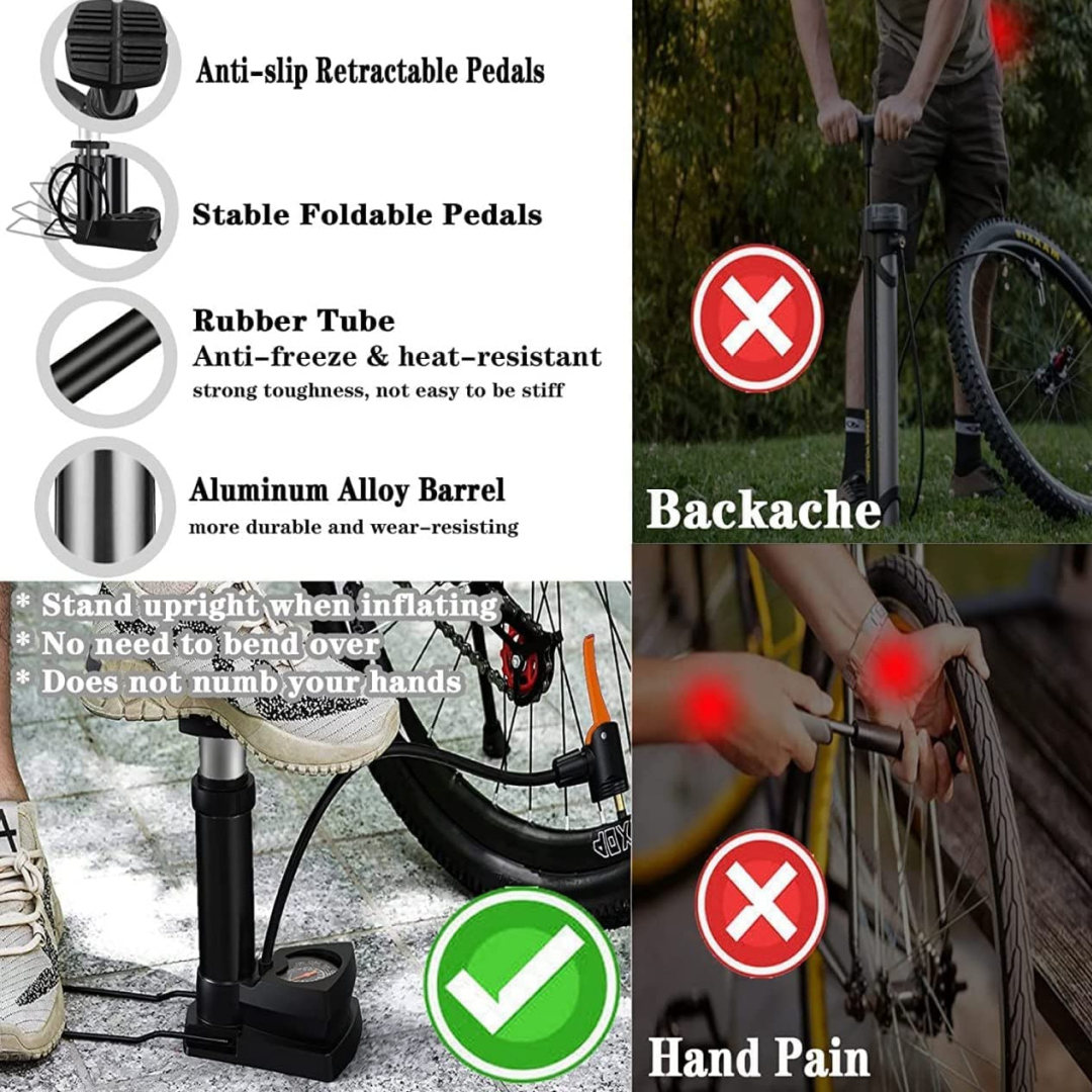 Portable Mini Bike Pump with Gauge