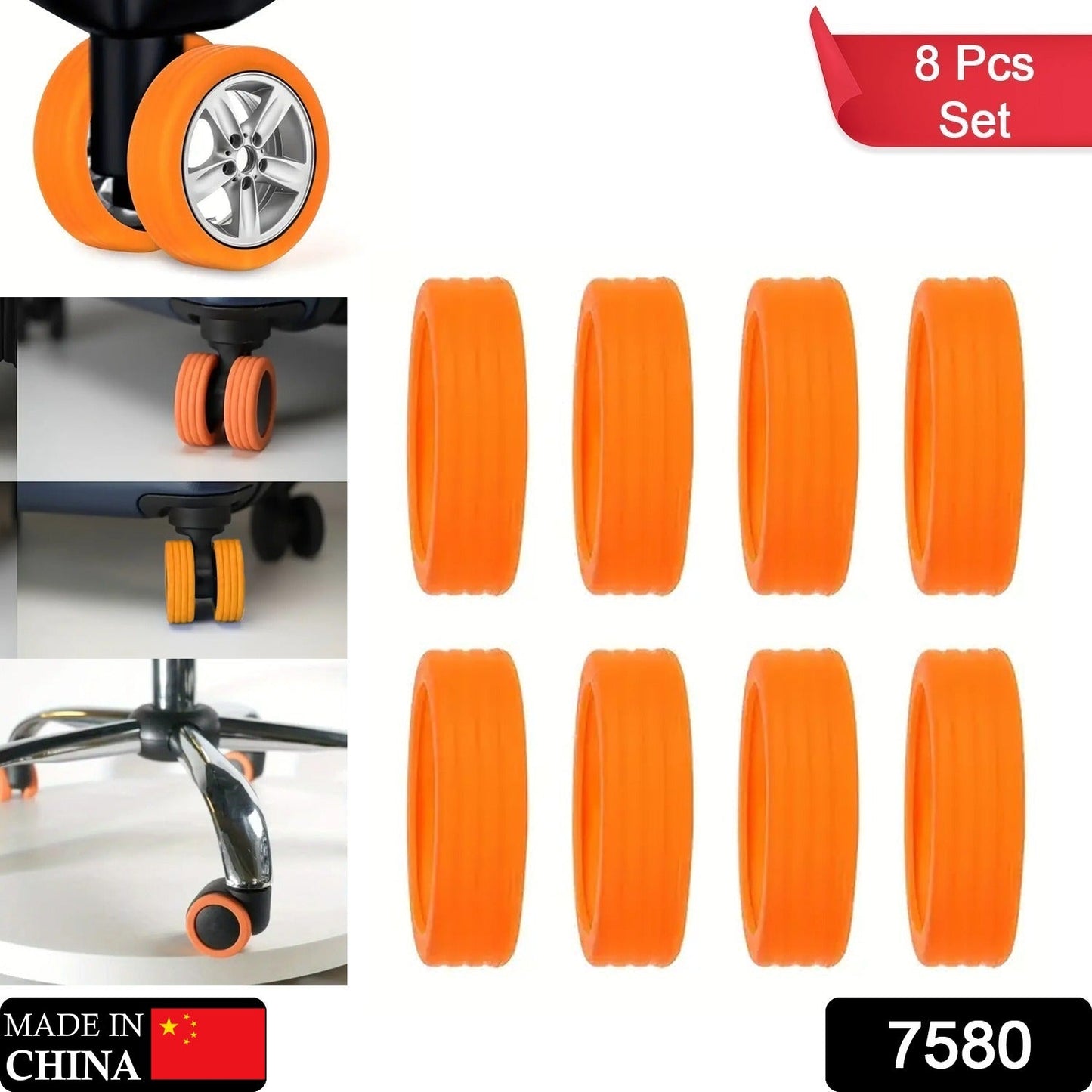 Silicone Luggage Wheel Covers – Noise Reduction & Protection (8 Pcs)