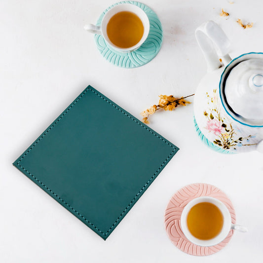 Leather tea coaster square