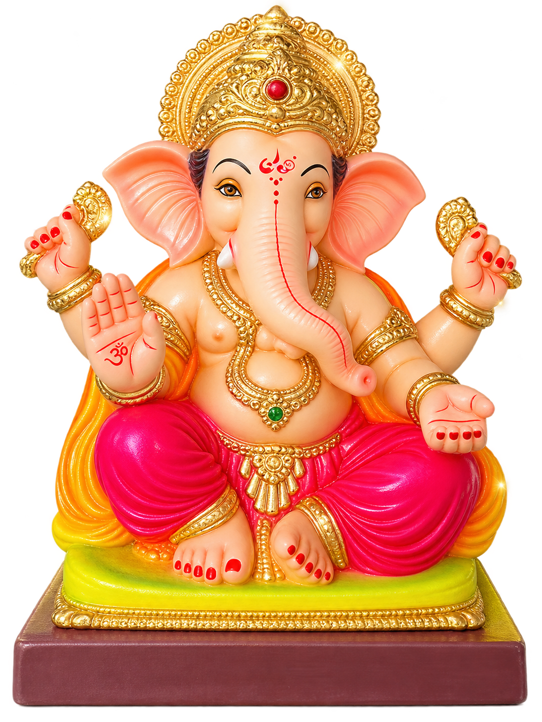 Premium 1 Foot POP Ganesha Idol with Traditional Red Pheta | Hand-Painted Divine Ganpati Bappa Murti for Home Puja & Decor