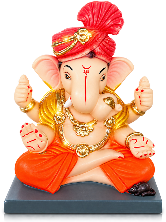 Majestic1 feet Handcrafted Lord Ganesha Statue with Traditional Turban | Perfect Auspicious Gift & Temple Decor