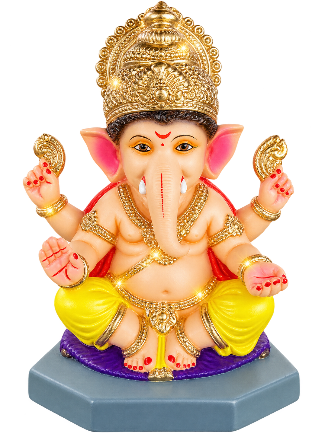 Royal POP 1 feet Ganpati Idol with Golden Crown & Sturdy Base | Safe & Secure Packaging Guaranteed
