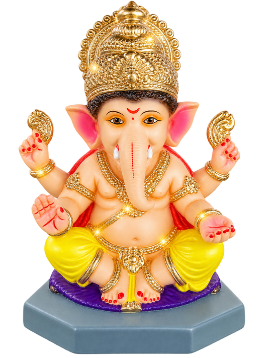 Royal POP 1 feet Ganpati Idol with Golden Crown & Sturdy Base | Safe & Secure Packaging Guaranteed