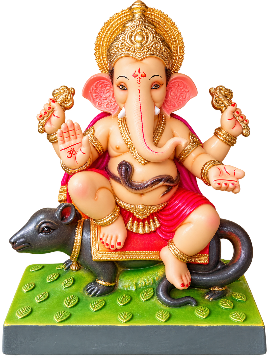 Grand 2.5 Foot Mooshak Sawar Ganesha Idol in Red Dhoti | Handcrafted POP Murti