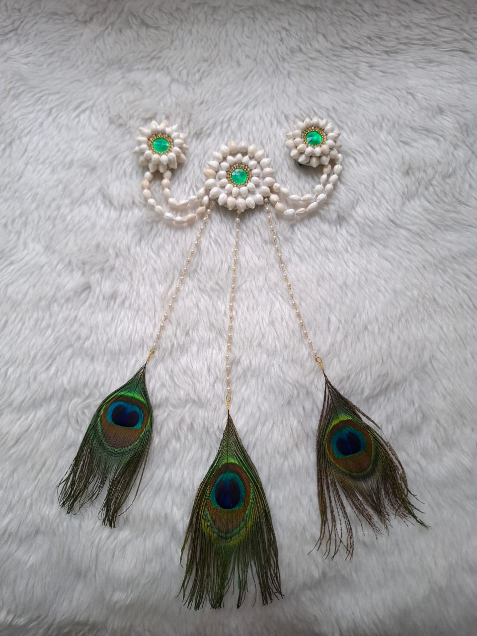 🎀 Peacock feather Hair broach  For babyshower/ haldi / carnival function
