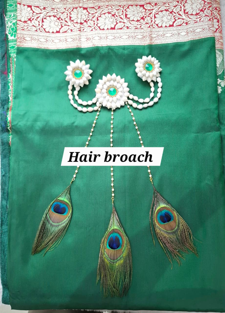 🎀 Peacock feather Hair broach  For babyshower/ haldi / carnival function