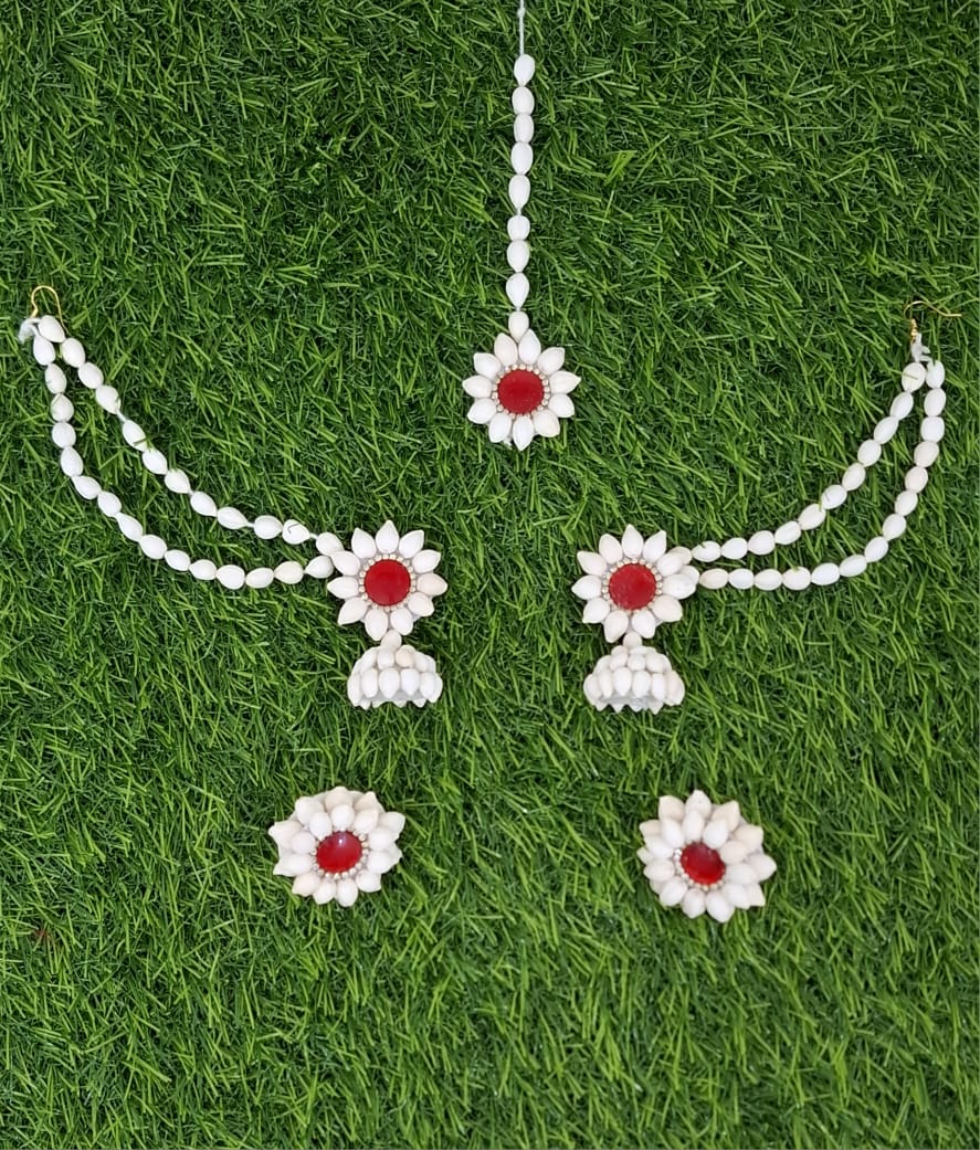 ✨ Red color Artificial mogra mini set for haldi / babyshower/ bride to be