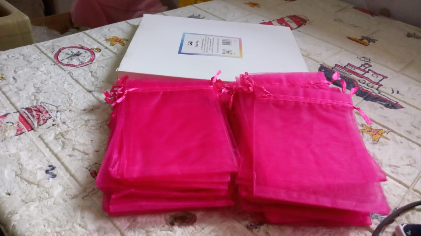 Organza Drawstring Gift Bags – Small Mesh Pouches for Weddings (50 Pcs)